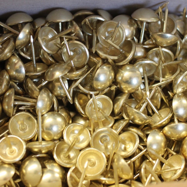 Upholstery Decorative NAIL HEADS Brass Plated Finish, 1/2" Diameter, 100 PCs per pk, Use for Chair, Sofas, Headboard,