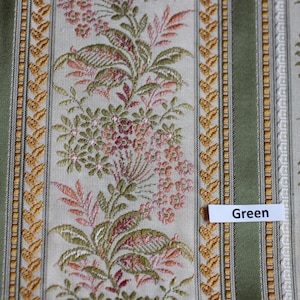 Lisere Green Stripe Fabric, Luxure woven Jacquard, For Upholstery, Bedding, Drapery, Wallcovering, 2 yds min,