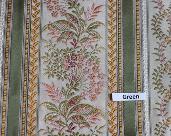 Lisere Green Stripe Fabric, Luxure woven Jacquard, For Upholstery, Bedding, Drapery, Wallcovering, 2 yds min,