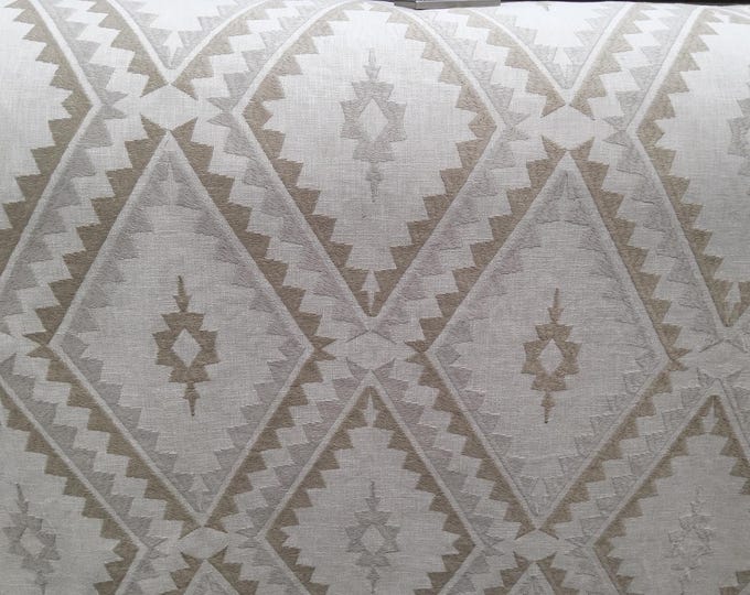 Together Again Jute by Carole Fabric, Embroidered fabric, 54" wide, For drapery, Valance, Tablecloth, Home Decor, Dress,