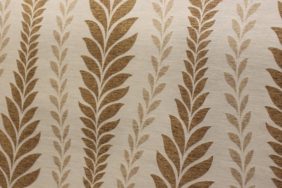 Iman Fabric, Zahra Leaf - Topaz, Waverly , width 56", Ivory/Gold background, gold leaves