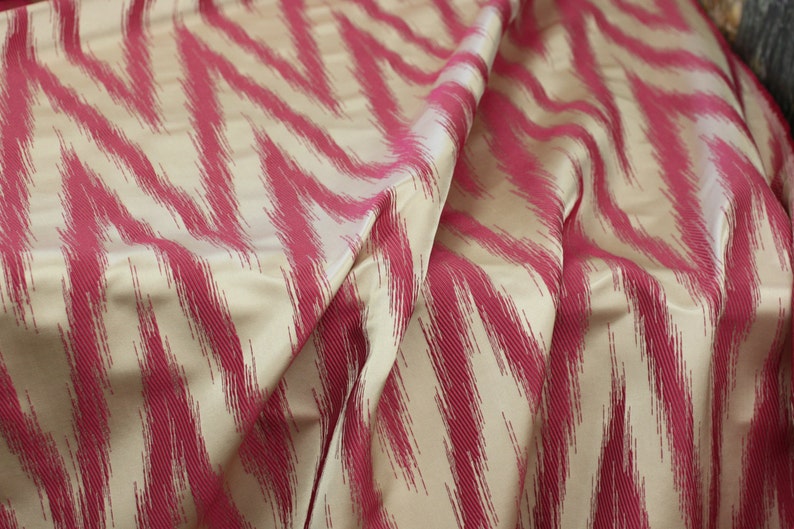 Fabric by the yd, Light Upholstery Fabric Drapery Table cloth Use for Bedding Chevron Pattern Adella Fuchsia Slip Cover
