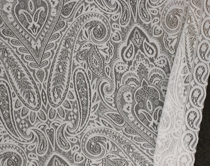 LACE 19 Century Lace, Ivory or white, Drapery Fabric, Paisley Lace fabric, For Drapery, Tablecloth, Dress, Home decor, 54" Wide,