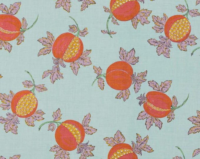 Fabric 802B67 EVE ROBIN'S EGG by Raoul Textiles on Oyster linen. Hand printed , For Upholstery, Drapery, Betting, Dress, Decor, Pillows,
