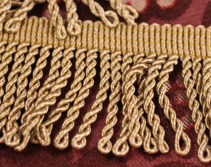 Bullion Fringe Tassel, High end trim, Mingled Gold color, 2.5" high, 1669 color 8534 By Trimland, For Drapery, Bedding, Upholstery,