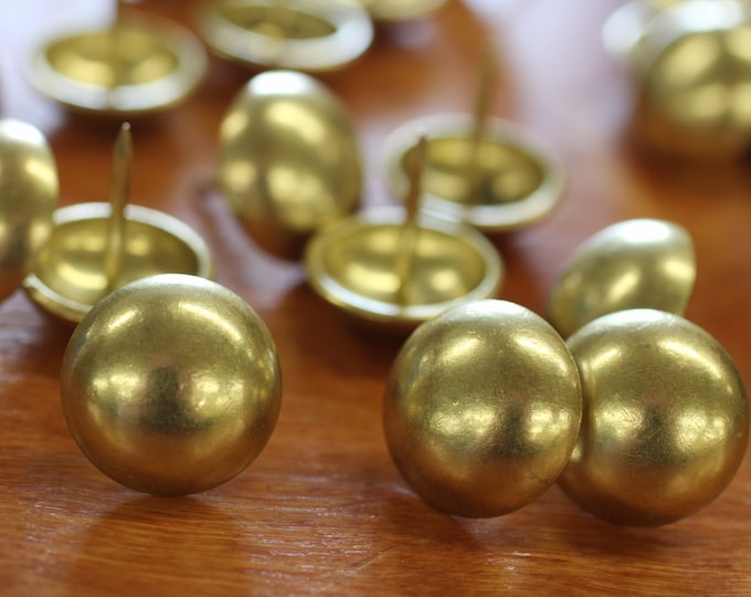 Upholstery Decorative NAIL HEADS Brass Plated  Finish, Big nails 7/8" Dim, 25 PCs per pk, Use for Chair, Sofas, Headboard,