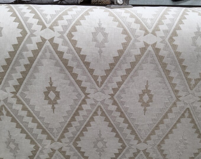 Together Again Jute by Carole Fabric, Embroidered fabric, 54" wide, For drapery, Valance, Tablecloth, Home Decor, Dress,