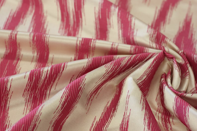 Fabric by the yd, Light Upholstery Fabric Drapery Table cloth Use for Bedding Chevron Pattern Adella Fuchsia Slip Cover