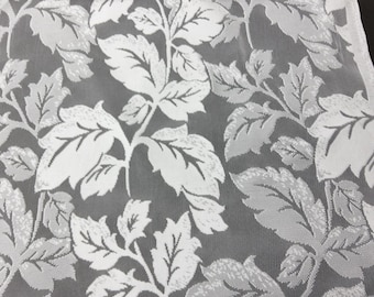 Lace Fabric, leafe design,  White/Ivory , For Drapery, Dress, Home decor, 54" Wide,