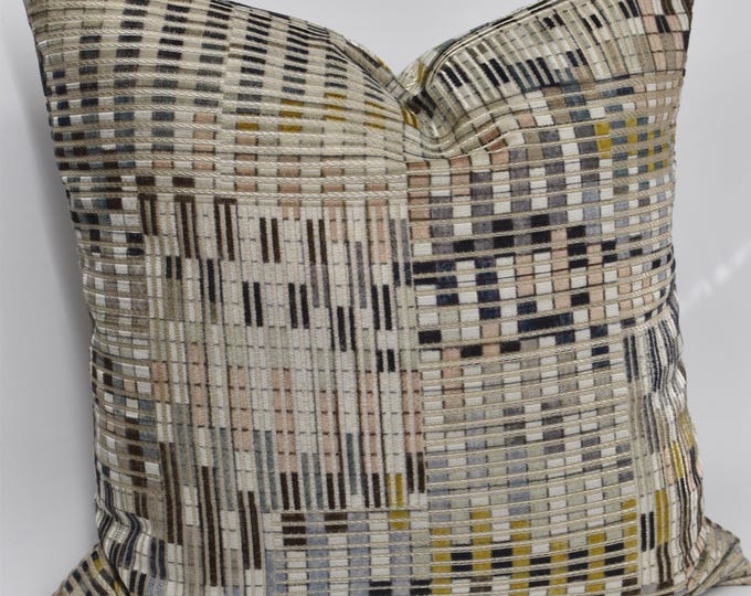 Designer High End Pillows, made w/ Romo Fabric Nyoka Mineral 9098-01 Velvet Fabric,