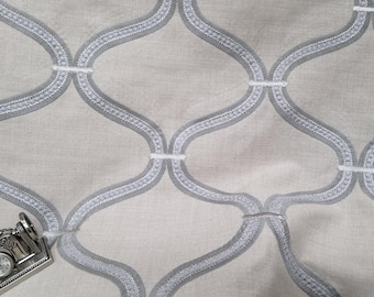 Embroidered FABRIC Dilipa Ogee Fog By Fabricut, Embroidered Fabric. Good for Drapery, Bedding, Pillows,