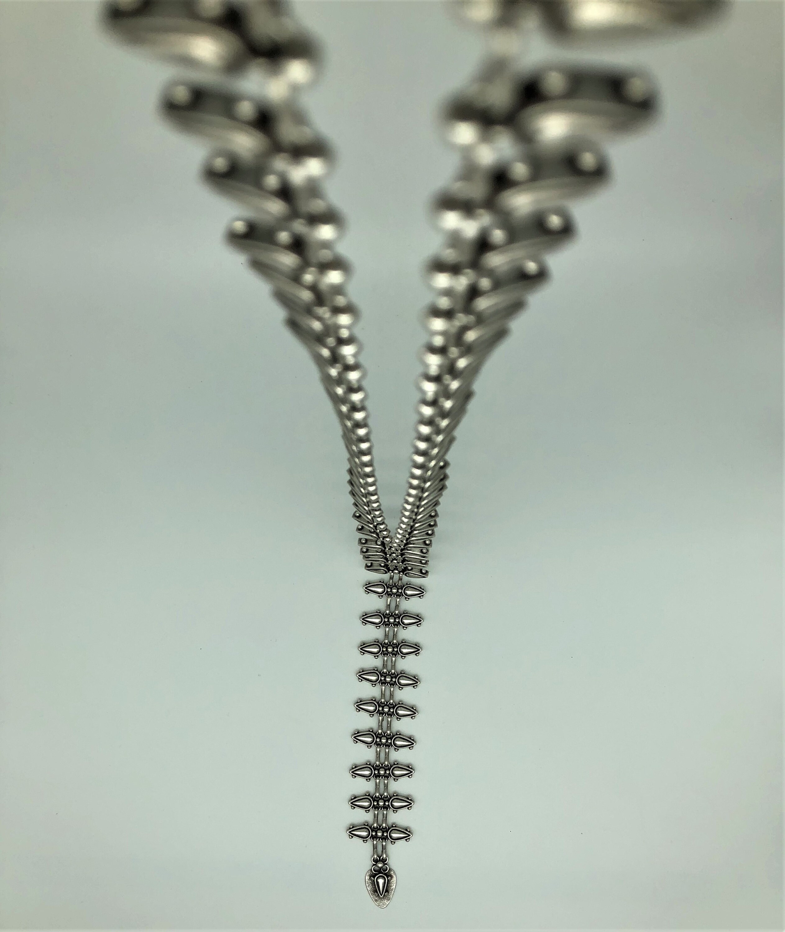 Handmade Silver and Zinc Long Chainmail Tribal Necklace Ethnic ...