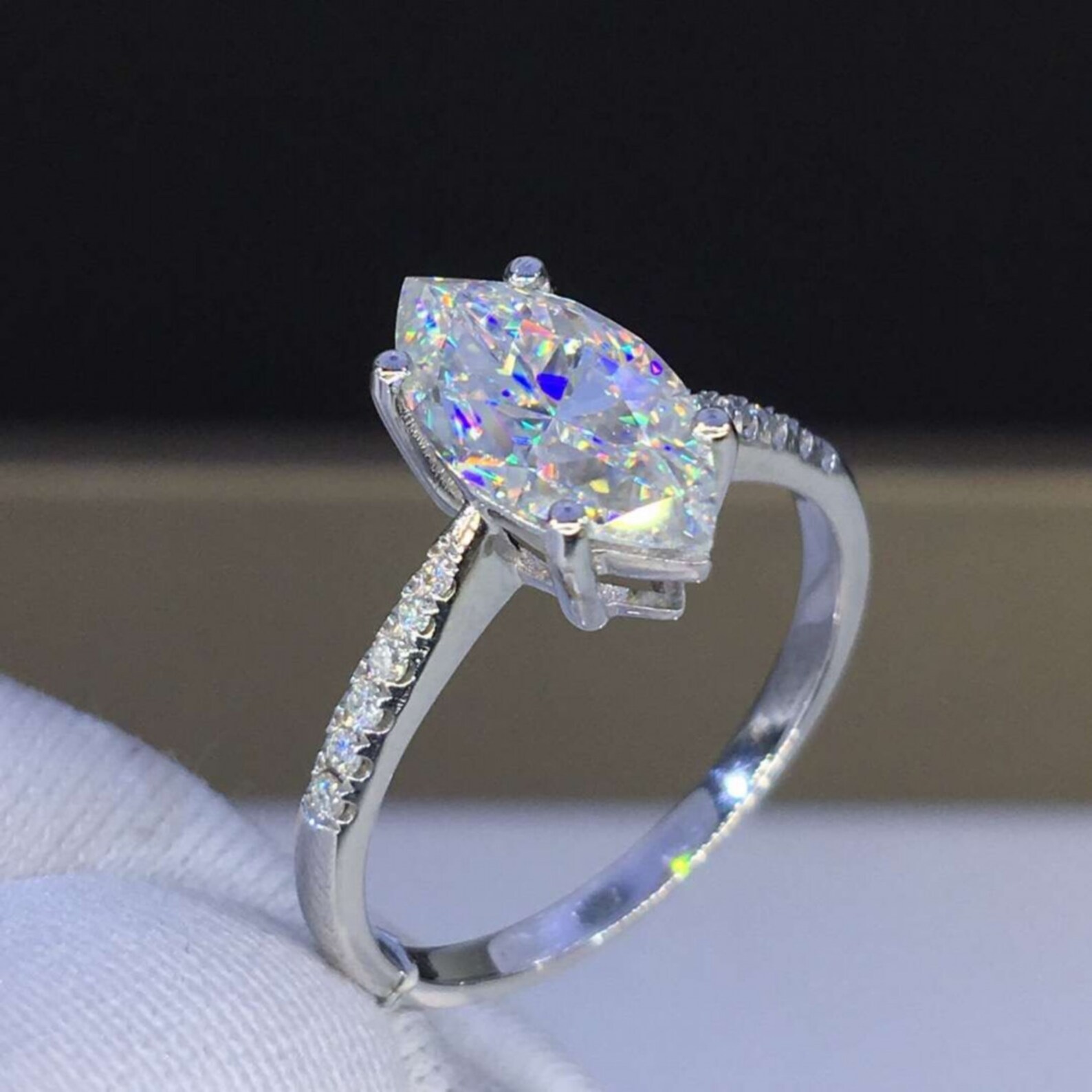 925 Sterling Silver Moissanite Ring main image 1