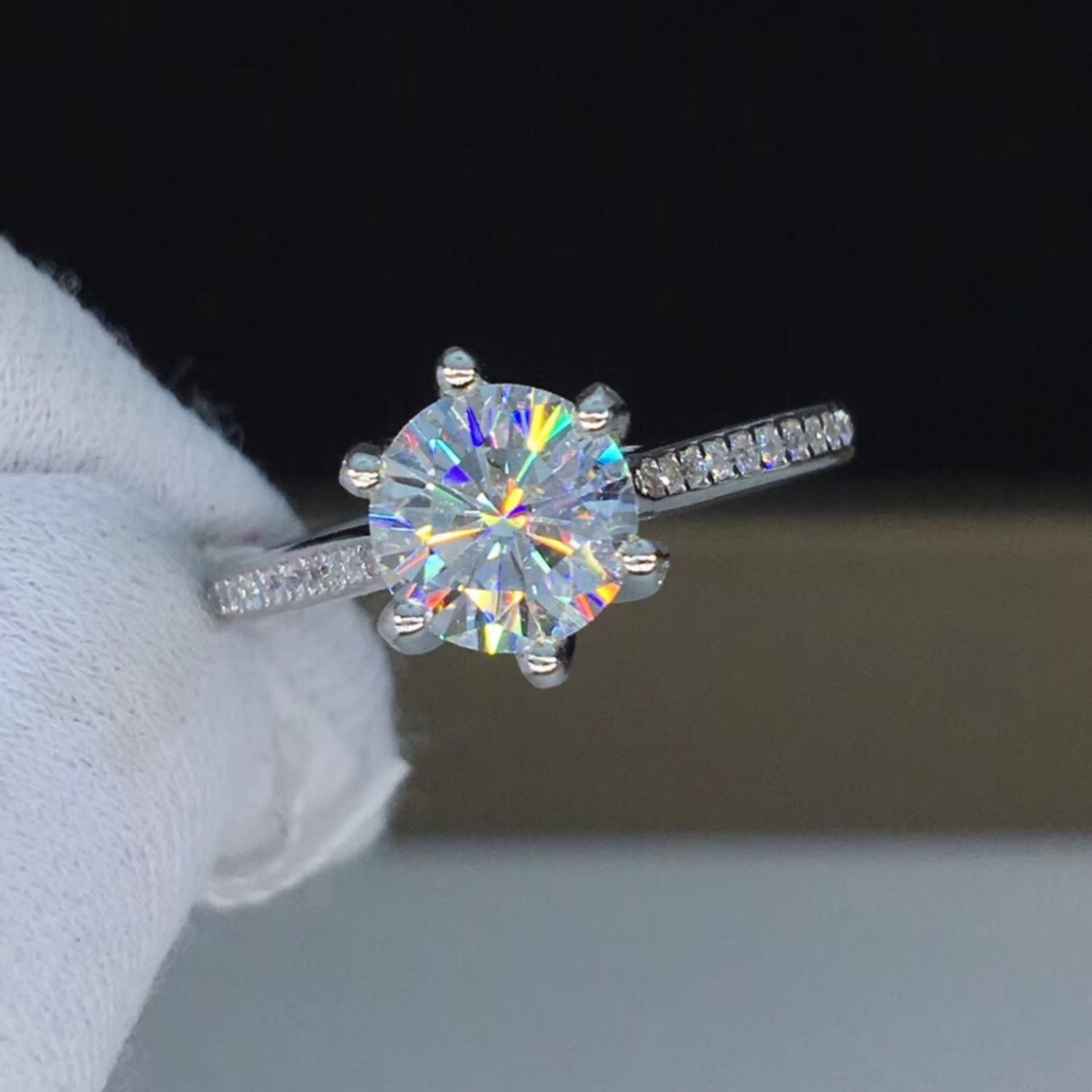 1 Carat Moissanite 925 Sterling Silver Double Layered Ring