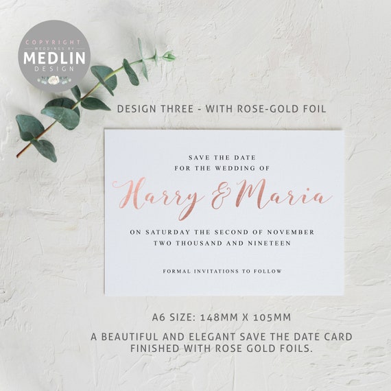Elegant Save The Dates Traditional Save The Day Wedding Etsy