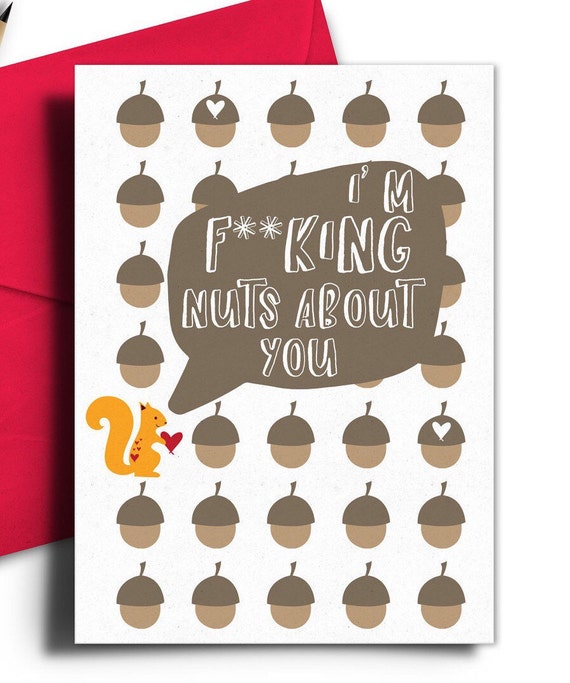 Nuts about you valentines day card rude valentines card ...