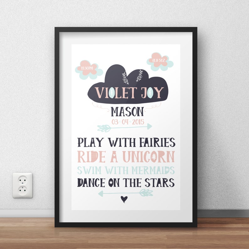 Personalised New Baby Print Home Decor Personalized Gift Etsy