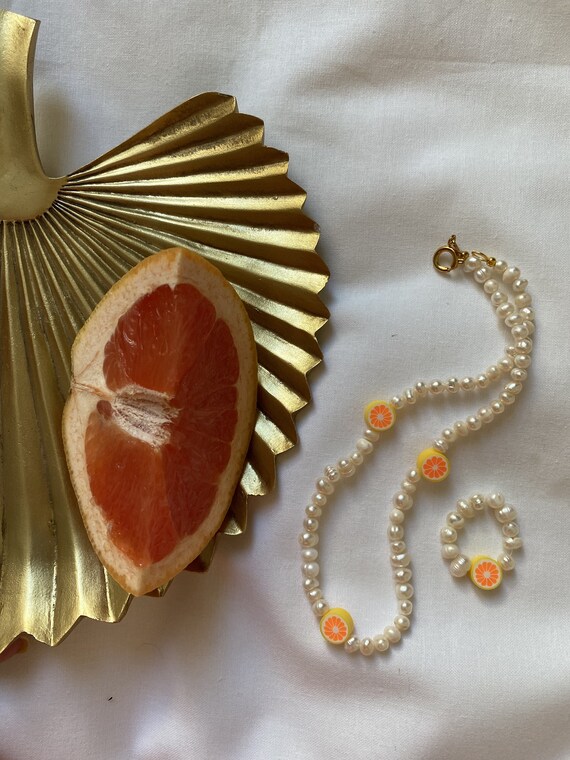 Grapefruit Pearl Choker Ukrainian Handmade Stainless Steel Etsy