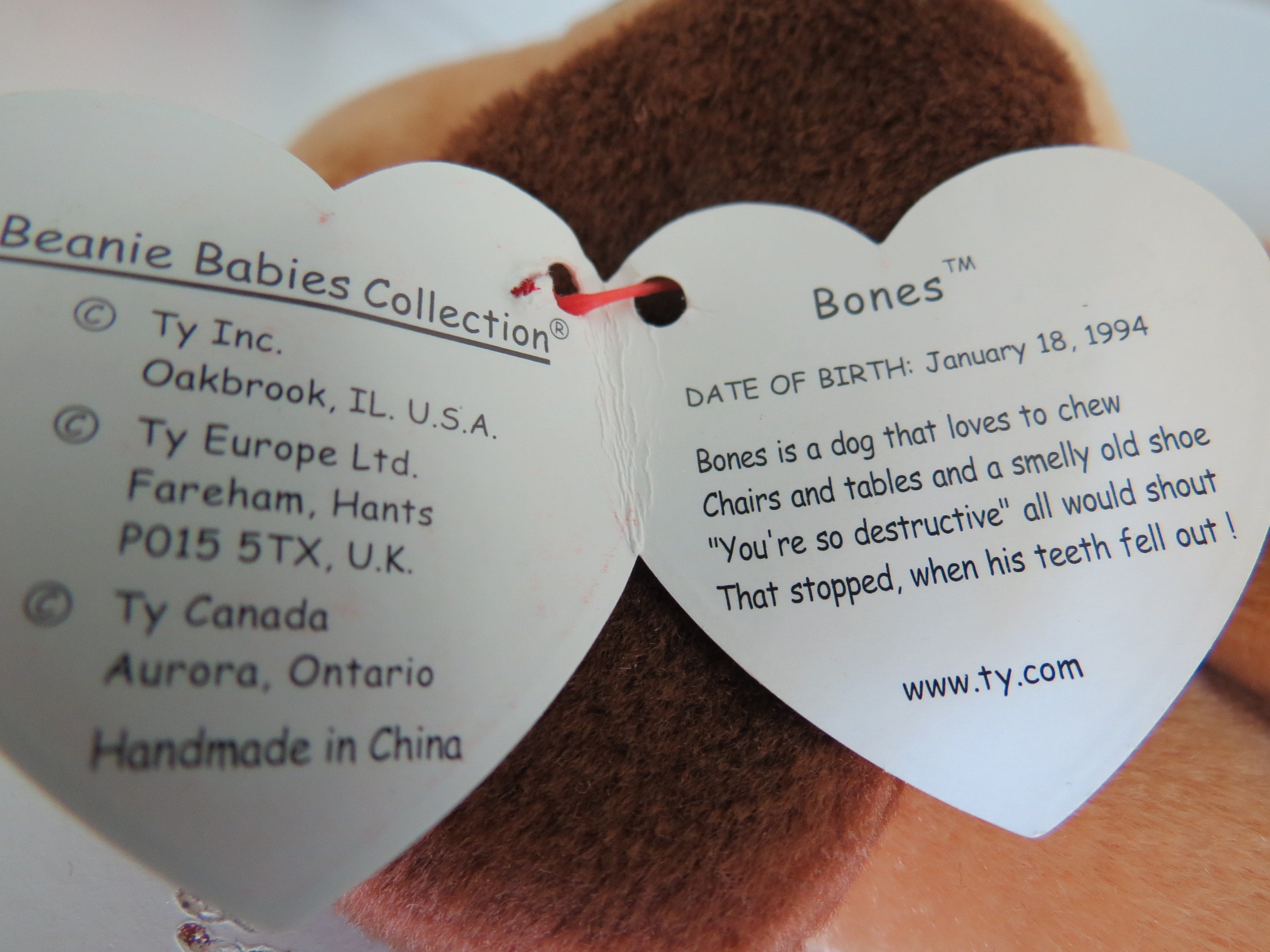 RARE Ty Beanie Baby BONES the Dog Poem and Date ERROR 93 & | Etsy