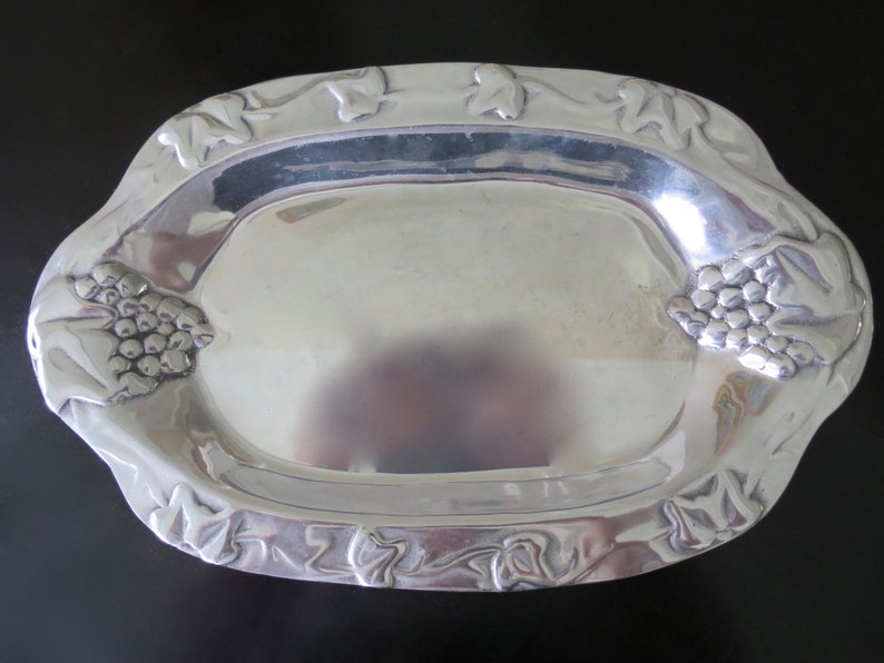 PEWTER SERVING DISH Grape Design Medium Sized Serving Etsy