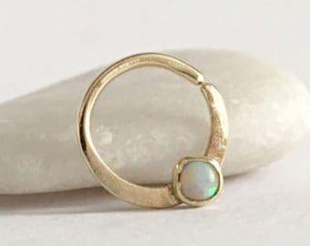 16g Nippel Ringe Gold, Opal Piercing Ring, Piercing Schmuck für Frauen, Nippel Schmuck Opal, Nippel Piercing Creolen, Gold Nippel Creolen