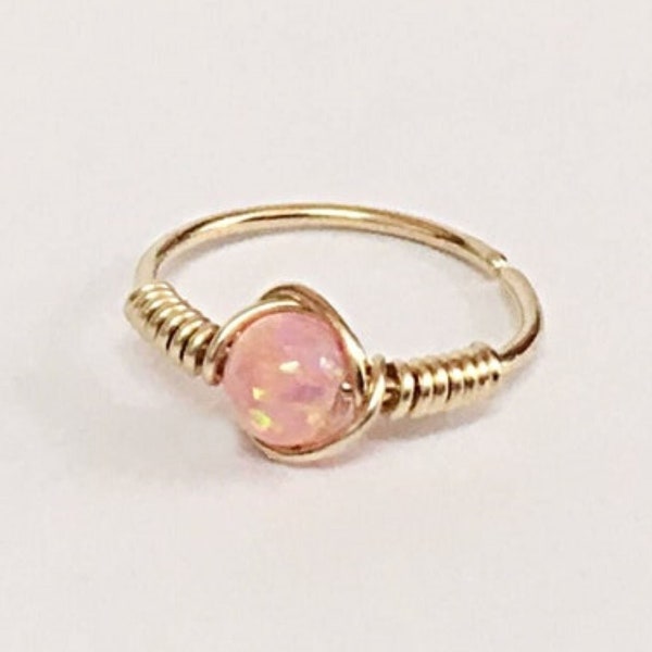 9K Rook Earring Opal Cartilage Earring, Rook Piercing Jewelry Daith Earring 14K Gold Rook Jewelry Rose Gold Nose Ring 18K Helix Hoop Earring