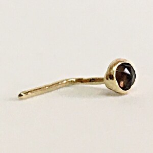 14K Gold Nose Stud Gemstone, 14K Nose Ring Stud, Nose Jewelry 20g Piercing Stud, 14K Piercing Jewelry Nose Stud l Shape, Nose Piercing Gold