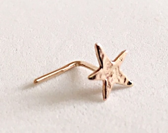 Nose Stud Gold 14k, Nose Jewelry 20g, Nose Piercing Stud Star, Stud Nose Ring 14K, Piercing Jewelry, Stud For Piercing 14K, 20g Nose Stud