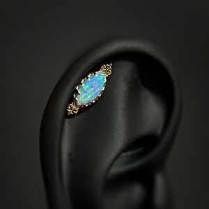 Opal Helix Stud Gold, Cartilage Stud Earring Gold, Piercing Studs Gold, Opal Piercing Jewelry, Opal Earrings Stud 14k Gold, Helix Piercing