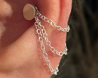 Kette für Ohrringe, Triple Helix Kette Ohrring baumeln lassen, Nippel Kette Ear Jacket, Piercing Kette Silber, Conch Kette Hoop, Knorpel Kette