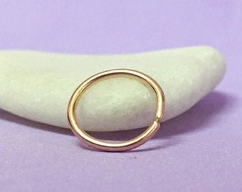 Piercing hoop gold cartilage earring, nose septum jewelry, tiny tragus hoop, daith ring, gold helix earring, simple earlobe hoop lip ring