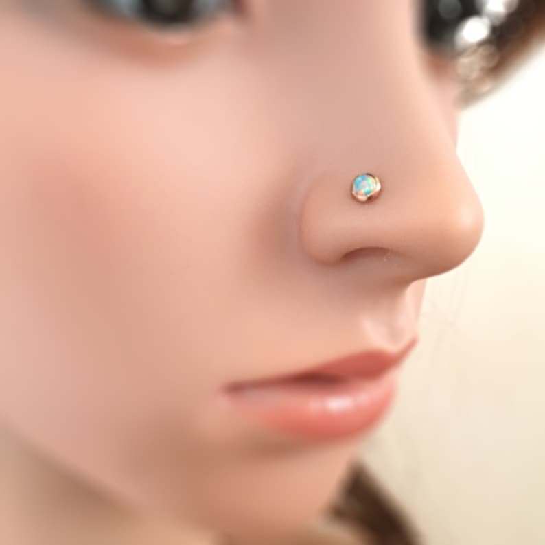 Opal nose stud, nose stud, tiny nose stud, gold nose stud, small nose stud, tiny stud, nose stud opal, tiny nose stud, opal stud, opal studs image 5