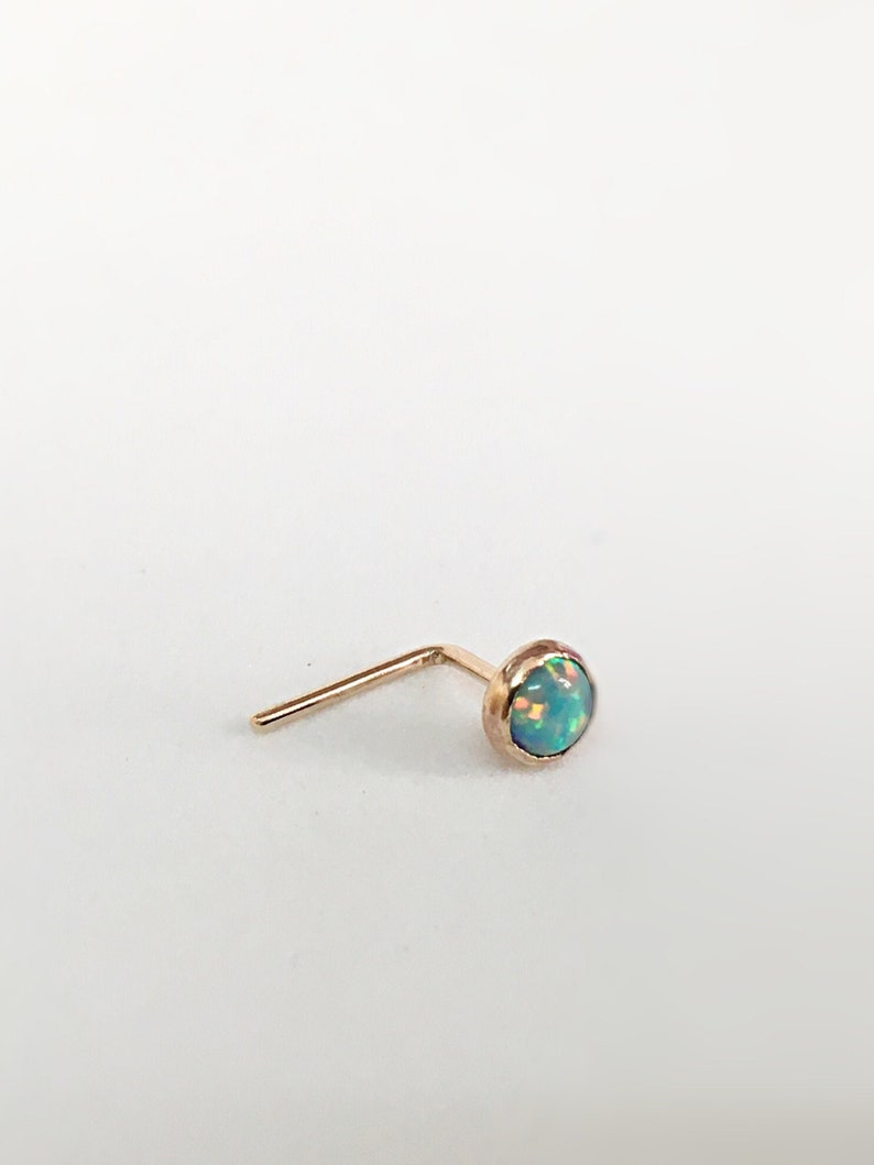 Opal nose stud, nose stud, tiny nose stud, gold nose stud, small nose stud, tiny stud, nose stud opal, tiny nose stud, opal stud, opal studs image 1