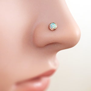 Opal nose stud, nose stud, tiny nose stud, gold nose stud, small nose stud, tiny stud, nose stud opal, tiny nose stud, opal stud, opal studs image 2