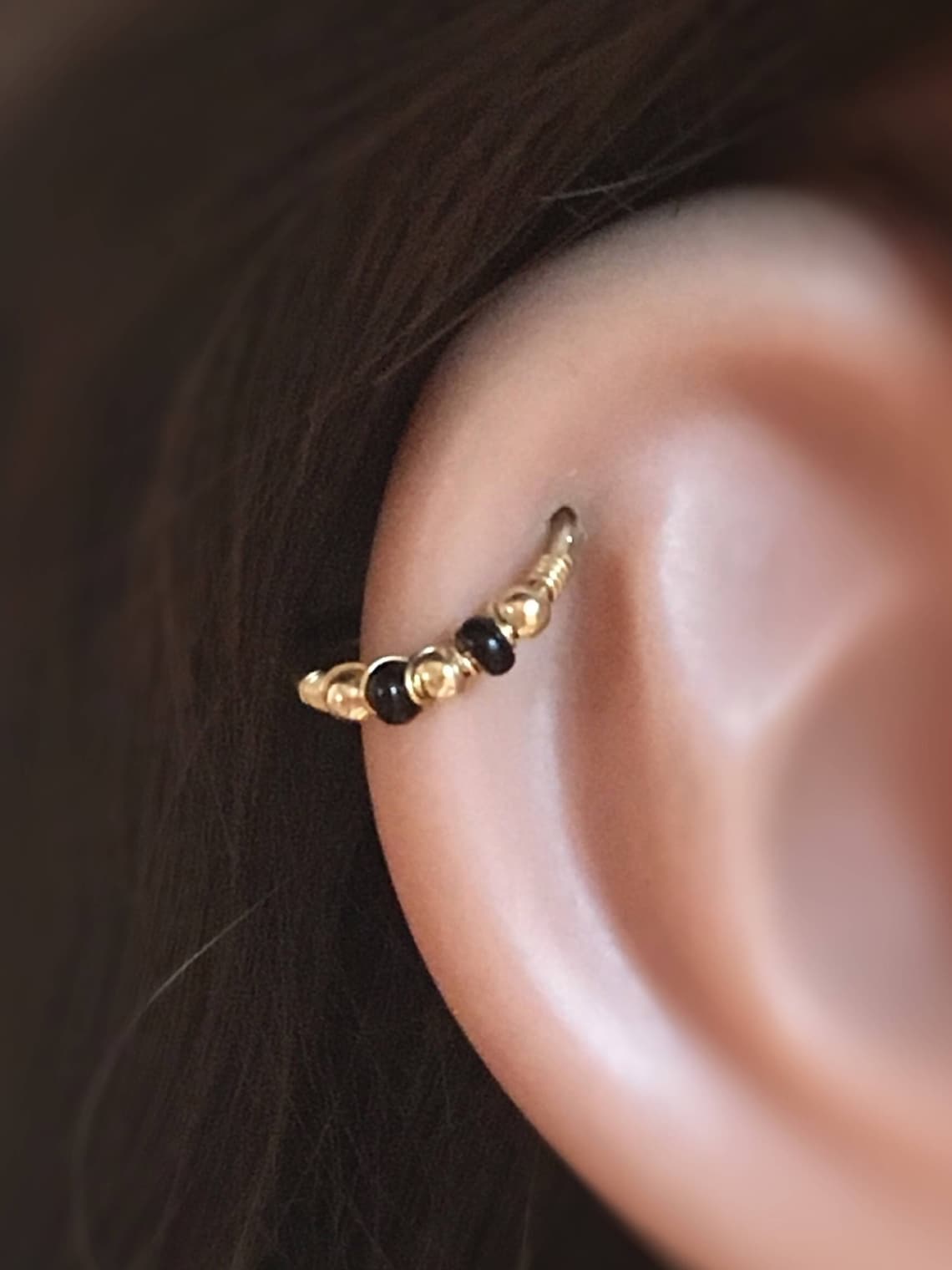 K Gold Helix Earring Hoop Upper Lobe Earring K Cartilage Etsy