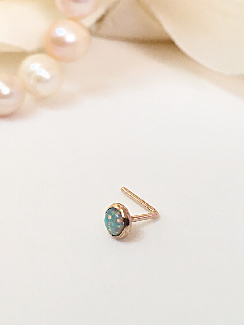 Opal nose stud, nose stud, tiny nose stud, gold nose stud, small nose stud, tiny stud, nose stud opal, tiny nose stud, opal stud, opal studs image 4