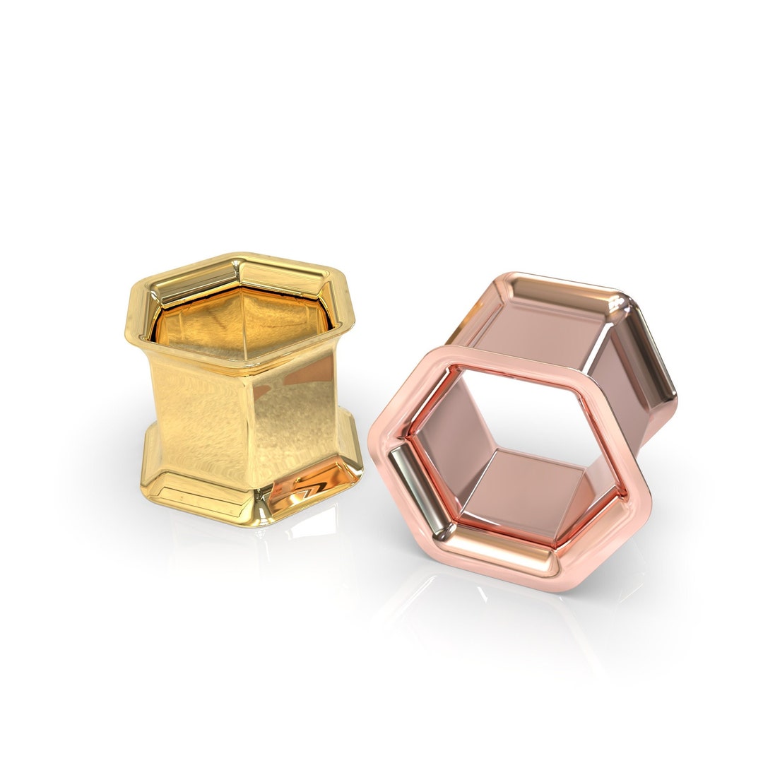 Ear Tunnels and Plugs 14K Gold, Ear Gauges Women, Ear Plugs Gold, 2g