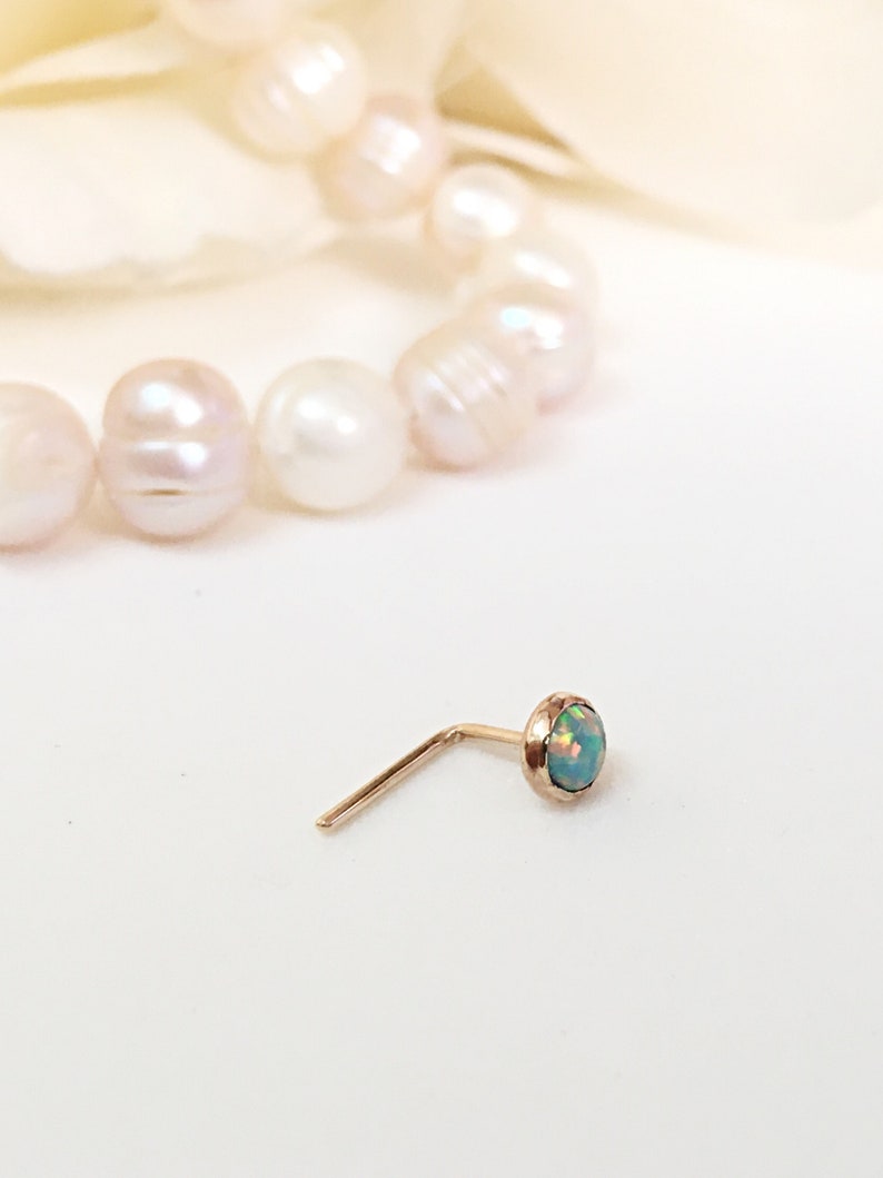 Opal nose stud, nose stud, tiny nose stud, gold nose stud, small nose stud, tiny stud, nose stud opal, tiny nose stud, opal stud, opal studs image 9