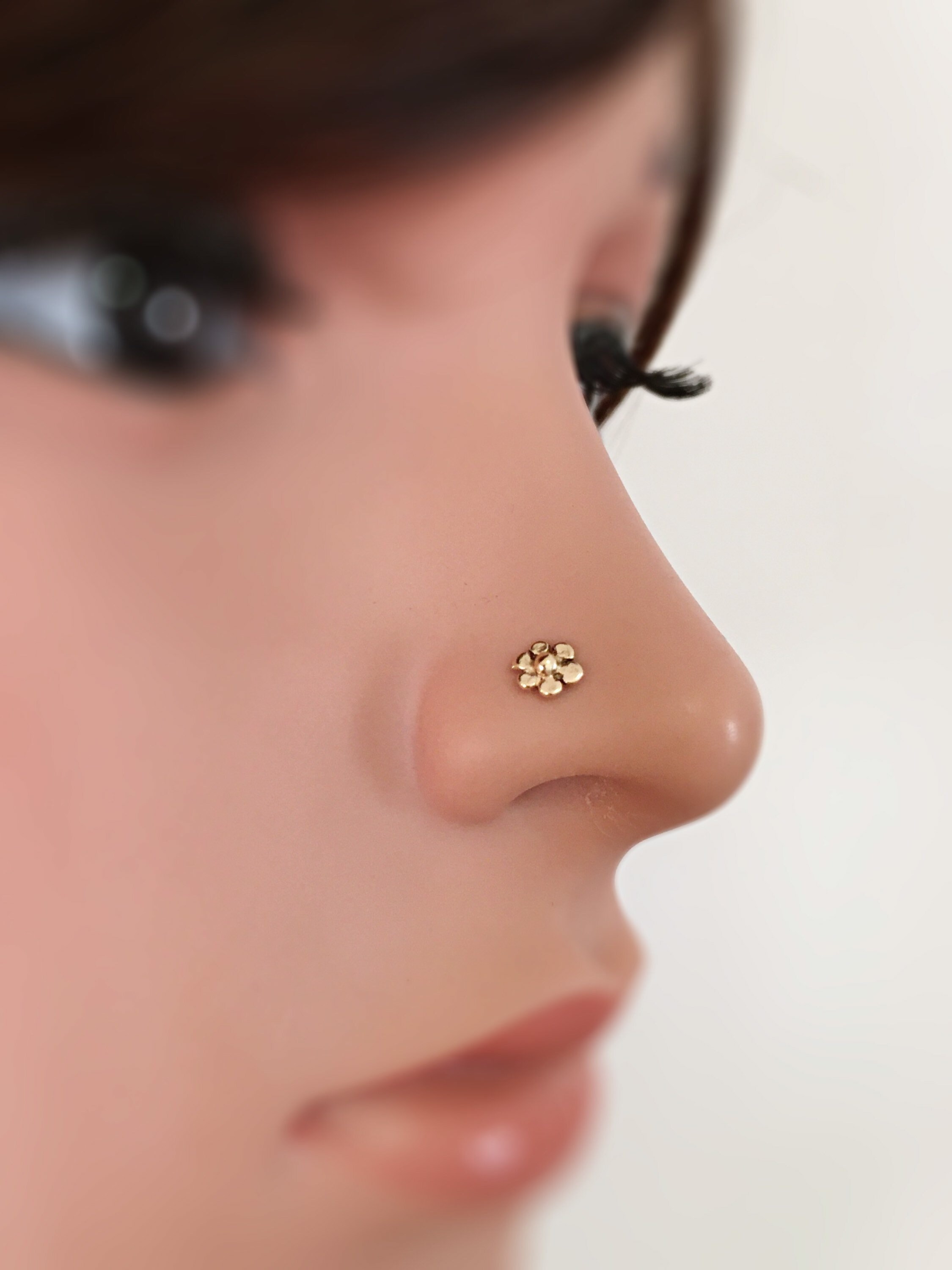 Nose Stud Gold 14K Nose Jewelry 20g Nose Piercing Stud Flower Stud Nose Stud Gold 14K Nose Jewelry 20g Nose Piercing Stud Flower Stud