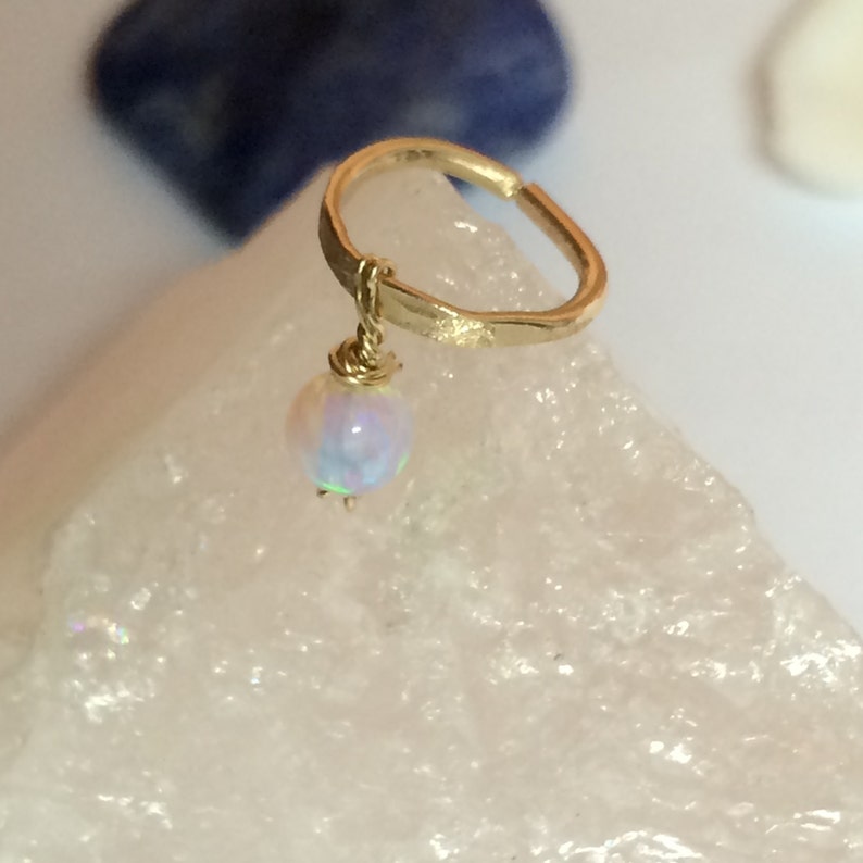 Conch Piercing Jewelry Piercing Ring Conch Hoop 16g Opal Conch Earring Hoop 18g Conch Piercing 16g Hammered Earring Silver Conch Ring