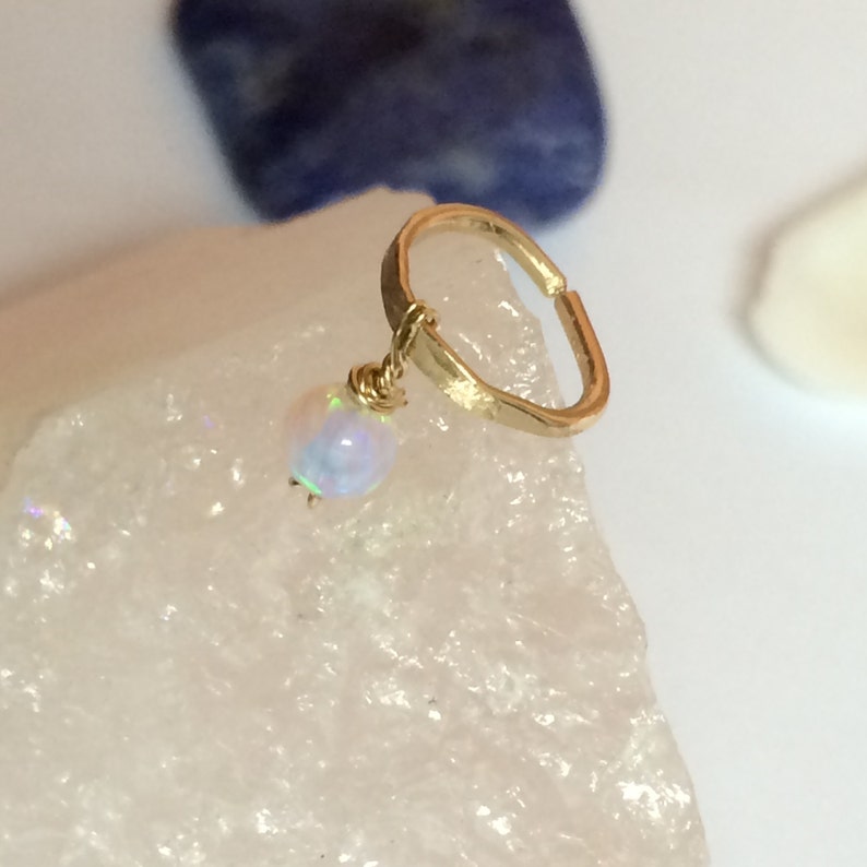 Conch Piercing Jewelry Piercing Ring Conch Hoop 16g Opal Conch Earring Hoop 18g Conch Piercing 16g Hammered Earring Silver Conch Ring