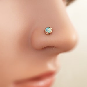 Opal nose stud, nose stud, tiny nose stud, gold nose stud, small nose stud, tiny stud, nose stud opal, tiny nose stud, opal stud, opal studs image 7