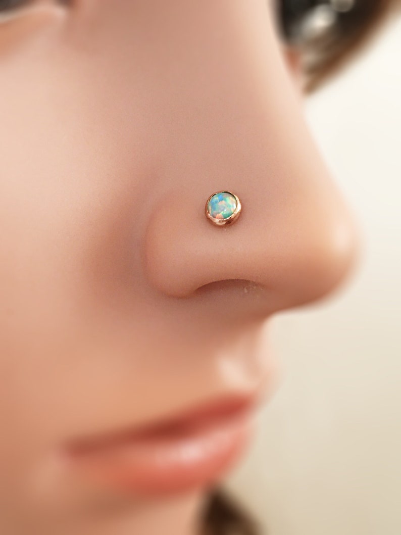 Opal nose stud, nose stud, tiny nose stud, gold nose stud, small nose stud, tiny stud, nose stud opal, tiny nose stud, opal stud, opal studs image 7