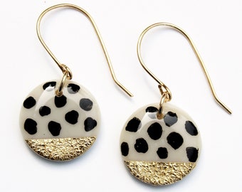 Small polka dot dangle earrings, High quality gold filled small statement earrings