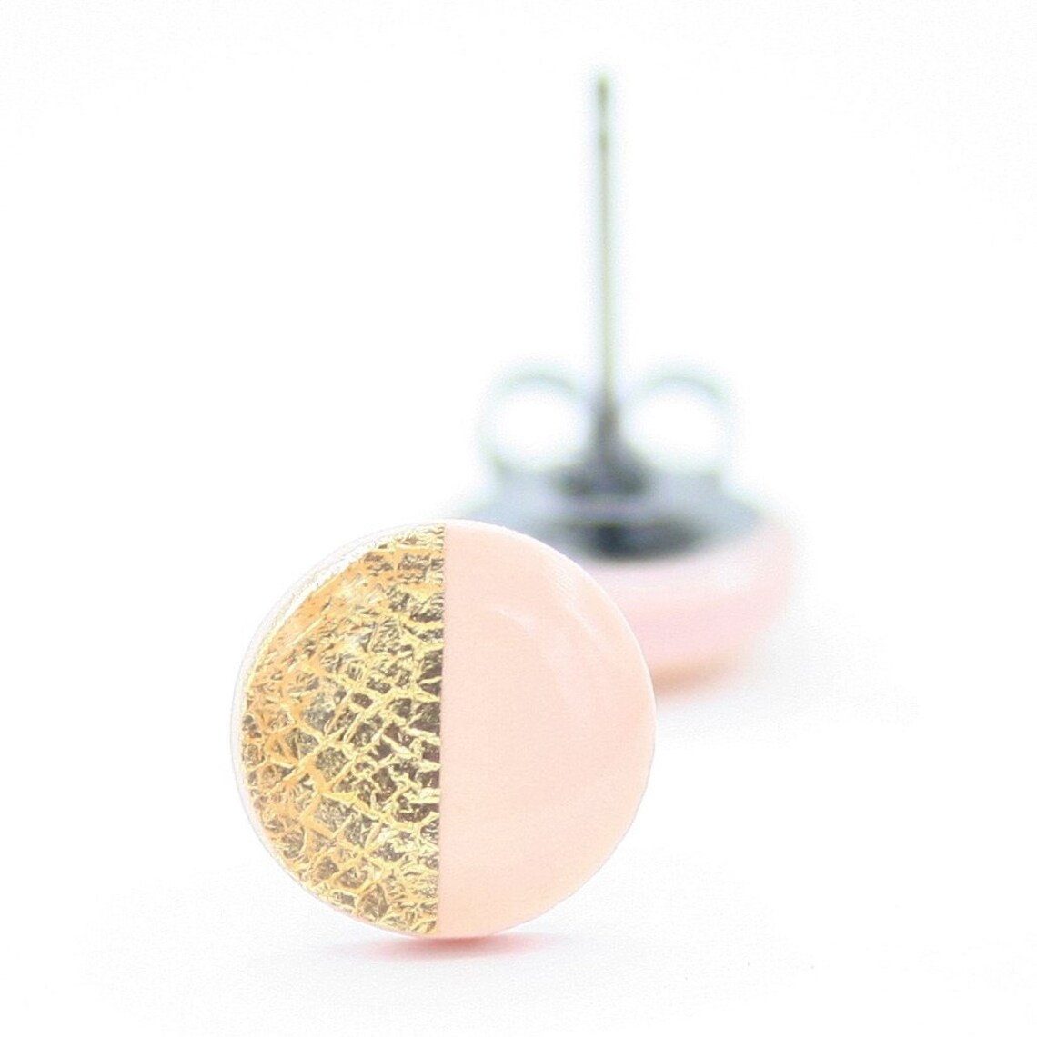 Blush Pink Stud Earrings Pink and Gold Stud Earrings Blush Etsy