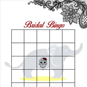 Bridal Shower Bingo Black Lace