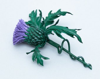 Lilac Leather Thistle Pin