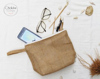 Natural Burlap Cosmetic Bags, Makeup Bags