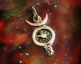 Taurus and Venus pendant, 925 sterling silver jewelry, astrology, zodiac sign, planet, star, birth chart, horoscope, lost wax casting