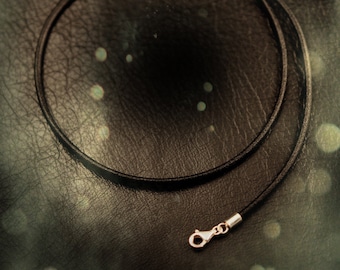 Black Italian leather necklace with 925 sterling silver findings